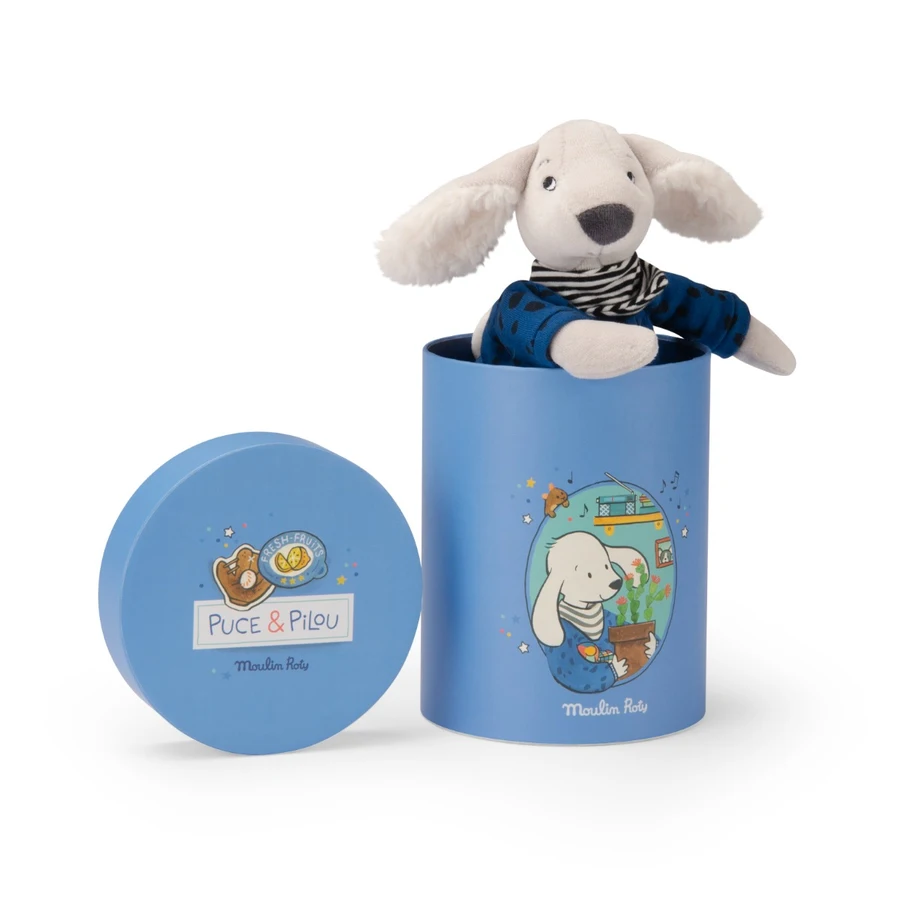Moulin Roty koeranukk Pilou Puce & Pilou Kaisukad ja kaltsunukud - HellyK - Kvaliteetsed lasteriided, villariided, barefoot jalatsid