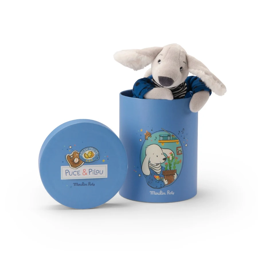 Moulin Roty koeranukk Pilou Puce & Pilou Kaisukad ja kaltsunukud - HellyK - Kvaliteetsed lasteriided, villariided, barefoot jalatsid