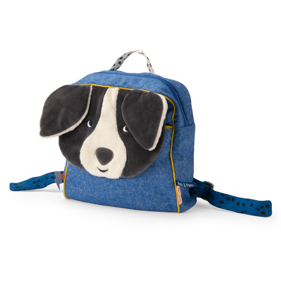 Moulin Roty sinine seljakott koer Puce Puce & Pilou Mänguasjad - HellyK - Kvaliteetsed lasteriided, villariided, barefoot jalatsid
