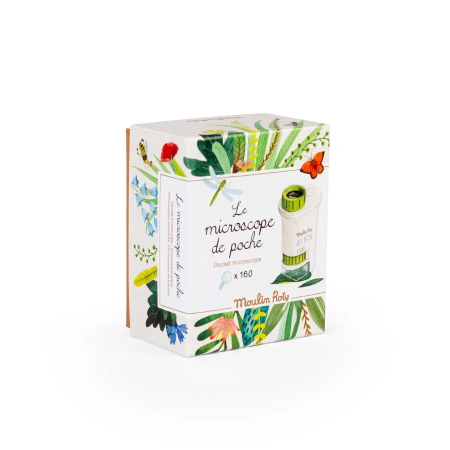 Moulin Roty taskumikroskoop Moulin Roty taskumikroskoop Mänguasjad - HellyK - Kvaliteetsed lasteriided, villariided, barefoot jalatsid