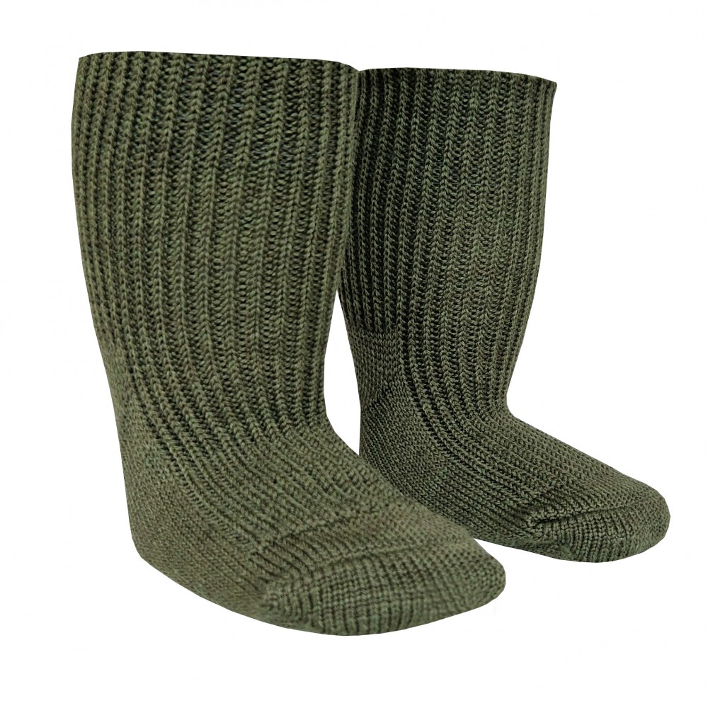 Vegateksa ülipehmed kootud meriinovillased sokid, olive Villariided - HellyK - Kvaliteetsed lasteriided, villariided, barefoot jalatsid