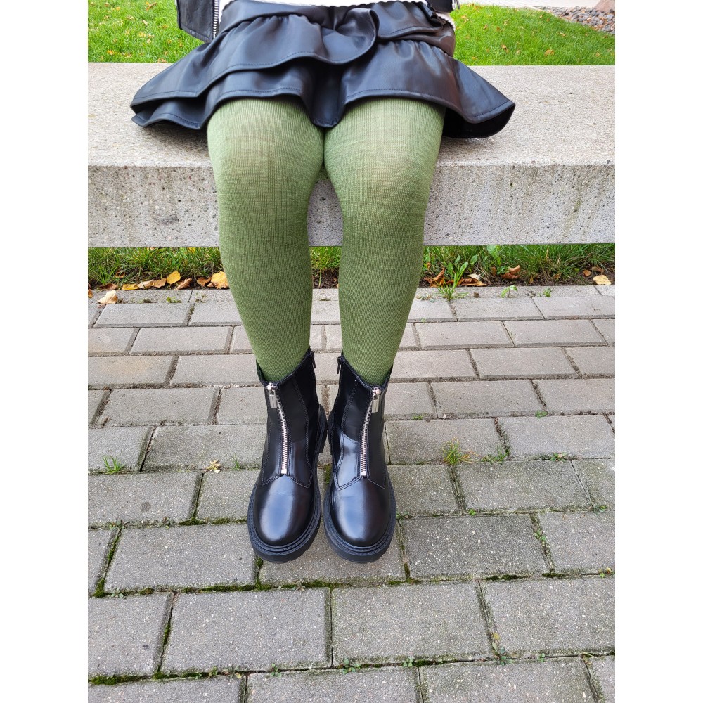 Vegateksa soojad ja pehmed meriinovillased sukkpüksid, oliiv Villariided - HellyK - Kvaliteetsed lasteriided, villariided, barefoot jalatsid