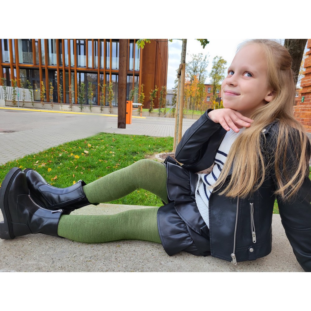 Vegateksa soojad ja pehmed meriinovillased sukkpüksid, oliiv Villariided - HellyK - Kvaliteetsed lasteriided, villariided, barefoot jalatsid