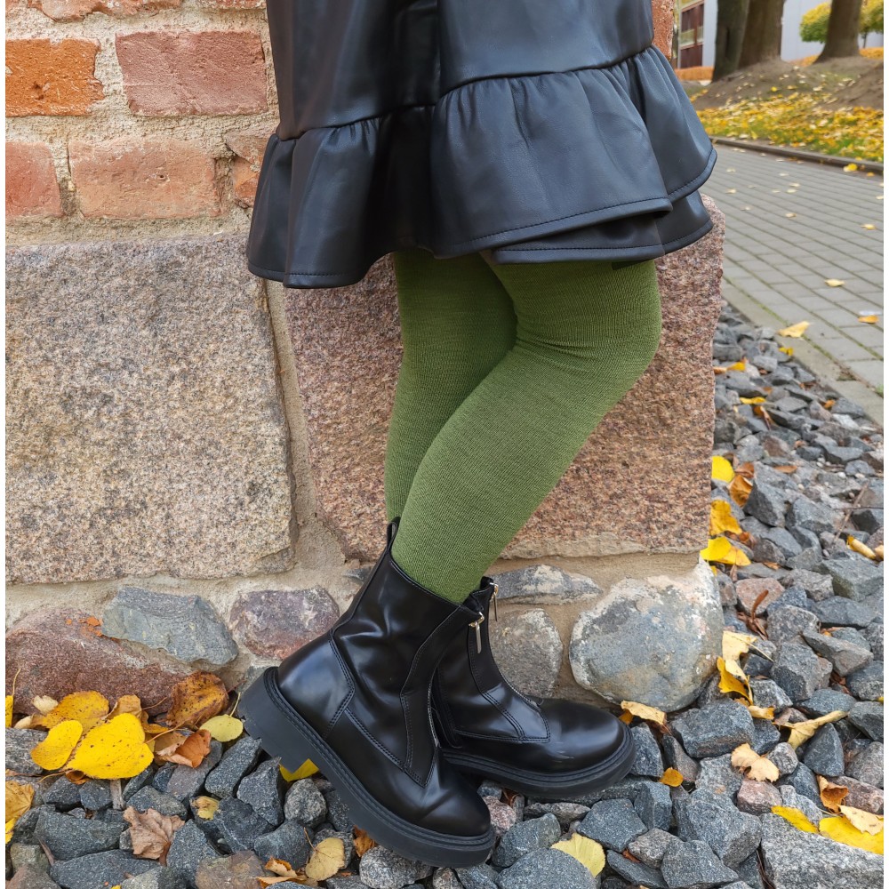 Vegateksa soojad ja pehmed meriinovillased sukkpüksid, oliiv Villariided - HellyK - Kvaliteetsed lasteriided, villariided, barefoot jalatsid