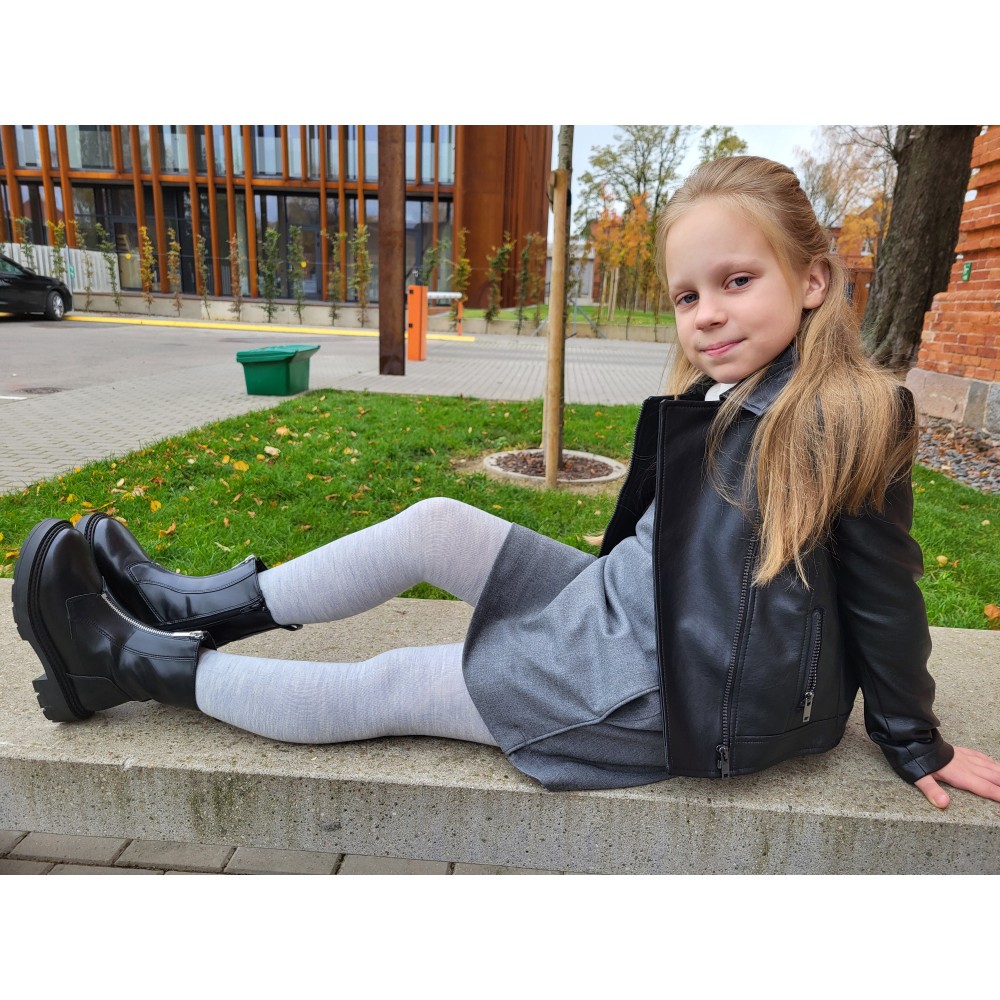 Vegateksa soojad ja pehmed meriinovillased sukkpüksid, helehall melange Villariided - HellyK - Kvaliteetsed lasteriided, villariided, barefoot jalatsid