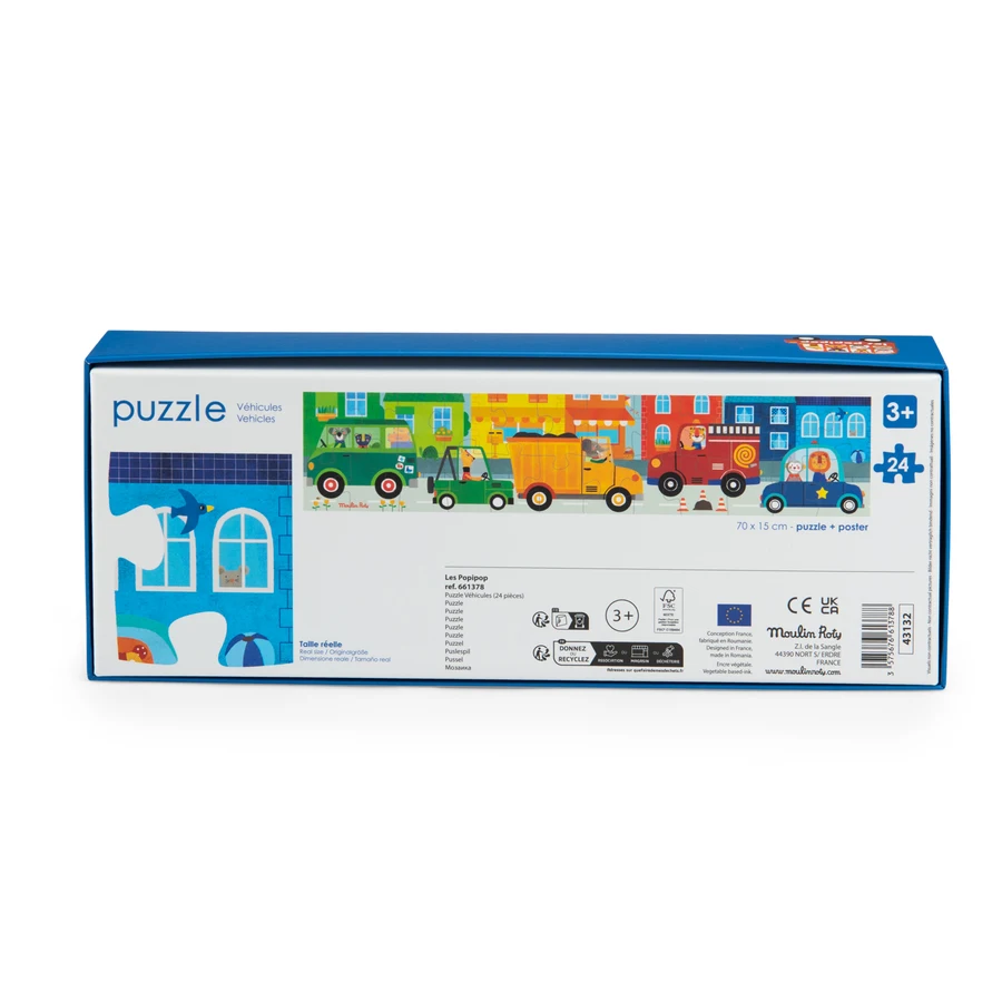 Moulin Roty 24-osaline sõidukite pusle Les Popipop Mänguasjad - HellyK - Kvaliteetsed lasteriided, villariided, barefoot jalatsid
