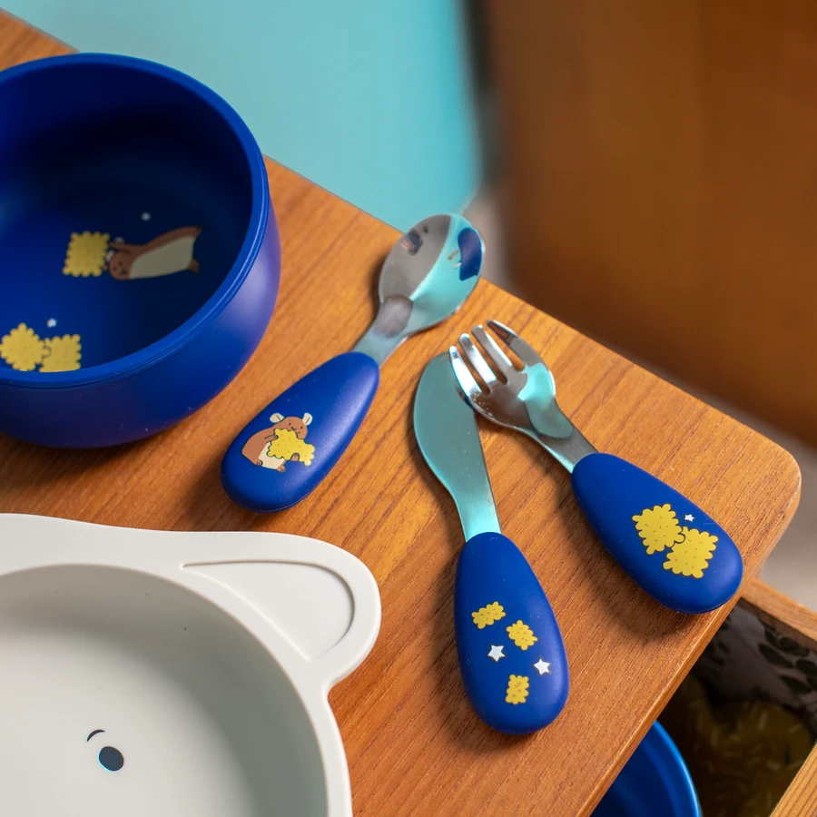 Moulin Roty söögiriistade komplekt Puce & Pilou Kodumaailm ja muud tarvikud - HellyK - Kvaliteetsed lasteriided, villariided, barefoot jalatsid