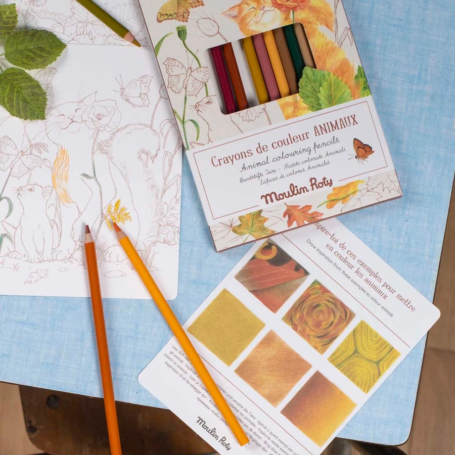 Moulin Roty Le jardinier värvipliiatsid koos värvimislehtedega Joonistustarbed / meisterdamine / käsitöö - HellyK - Kvaliteetsed lasteriided, villariided, barefoot jalatsid