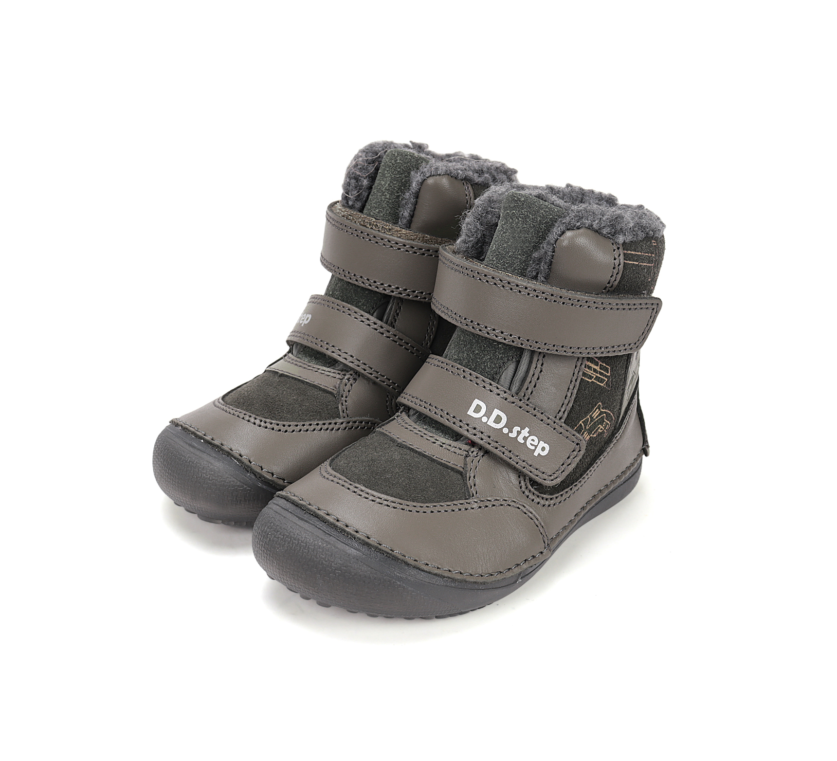 D.D.Step helendava talla ja sooja voodriga barefoot-saapad, khaki/tööriistad 063 D.D.Step - HellyK - Kvaliteetsed lasteriided, villariided, barefoot jalatsid