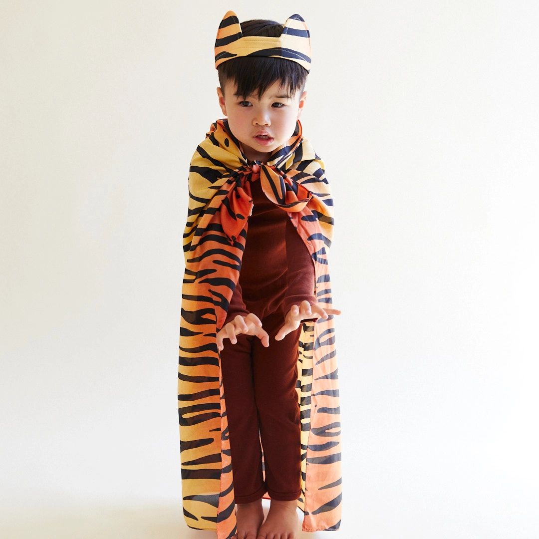 Sarah’s Silks mängusiid, tiiger Mänguasjad - HellyK - Kvaliteetsed lasteriided, villariided, barefoot jalatsid