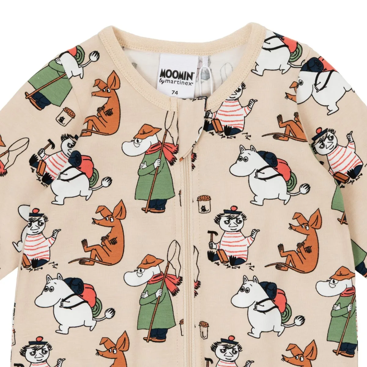 Moomin Busy Day pidžaama, beige Lasteriided - HellyK - Kvaliteetsed lasteriided, villariided, barefoot jalatsid