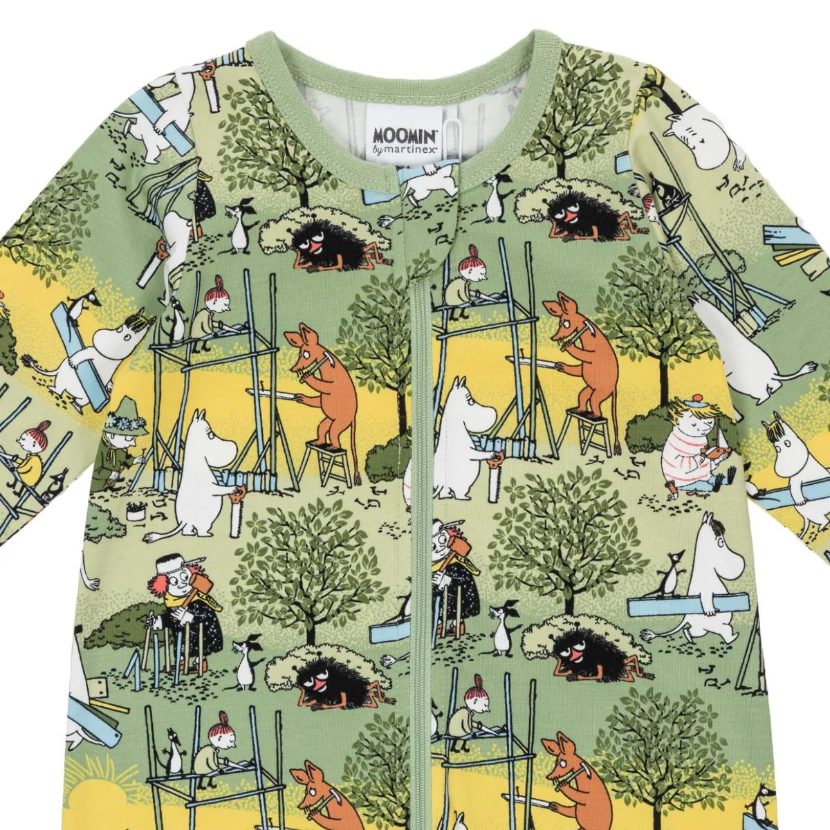 Moomin Busy Bees pidžaama, green Lasteriided - HellyK - Kvaliteetsed lasteriided, villariided, barefoot jalatsid