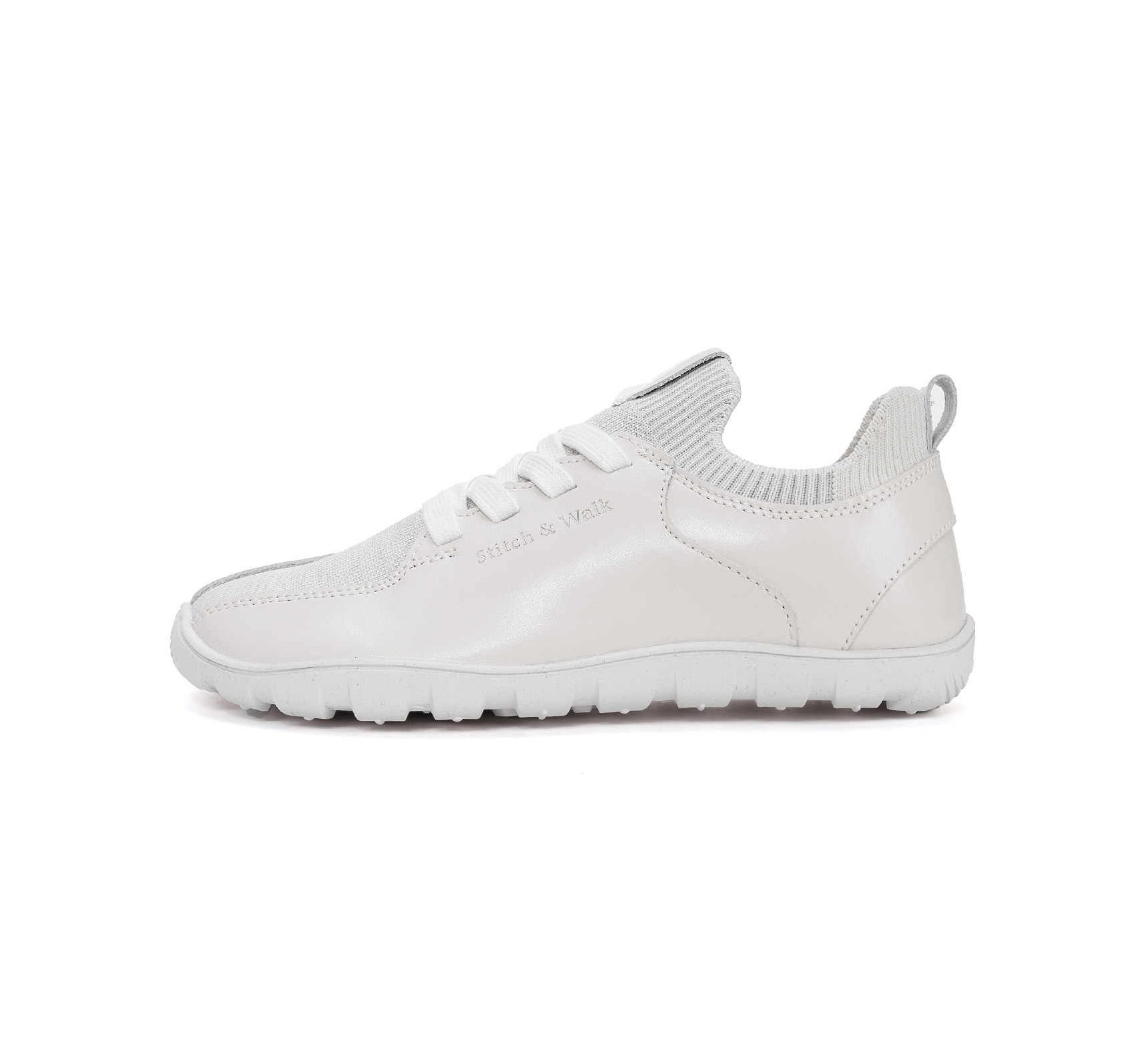 Stitch & Walk tekstiilist ja nahast vabaajajalanõud, white Sisejalats/suvi - HellyK - Kvaliteetsed lasteriided, villariided, barefoot jalatsid