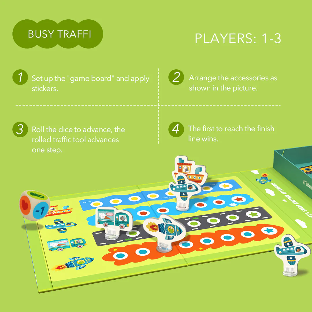 Mideer liikluse mängukomplekt magnetilise tahvliga Lauamängud/mängud - HellyK - Kvaliteetsed lasteriided, villariided, barefoot jalatsid