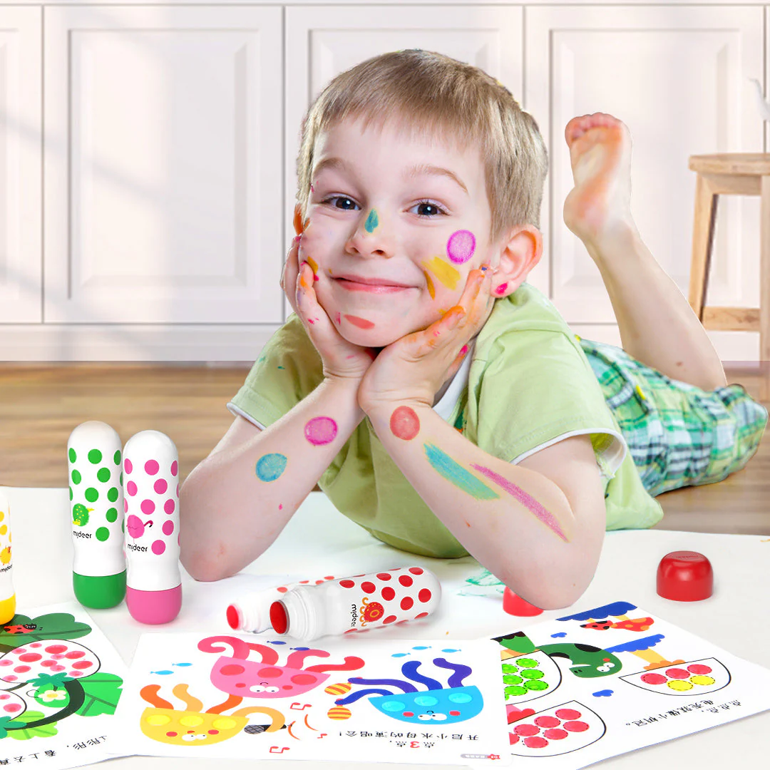 Mideer täppmarkerite komplekt lastele, 6 värvi + 40 värvimislehte Joonistustarbed / meisterdamine / käsitöö - HellyK - Kvaliteetsed lasteriided, villariided, barefoot jalatsid