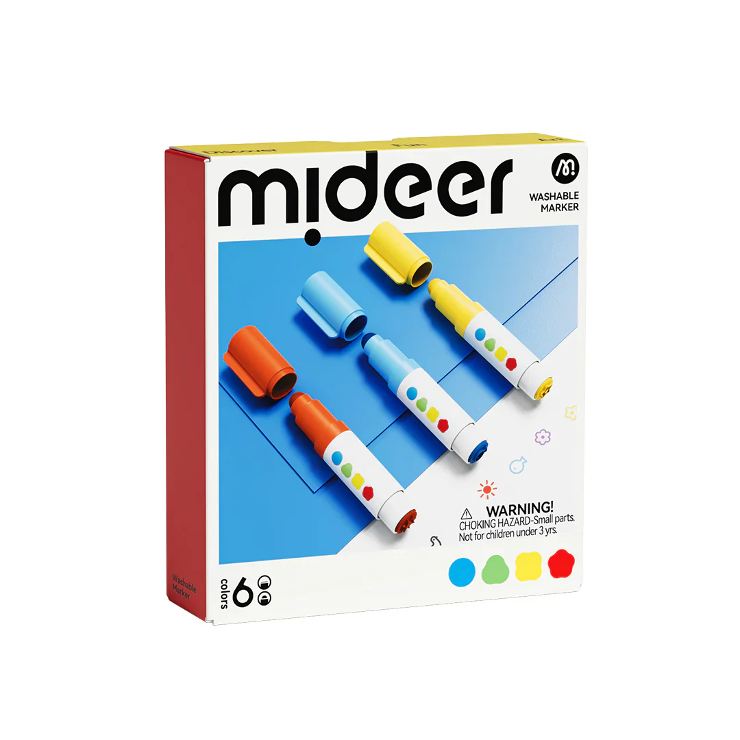 Mideer kahepoolne joonistusmarker templiga, 6 värvi Joonistustarbed / meisterdamine / käsitöö - HellyK - Kvaliteetsed lasteriided, villariided, barefoot jalatsid