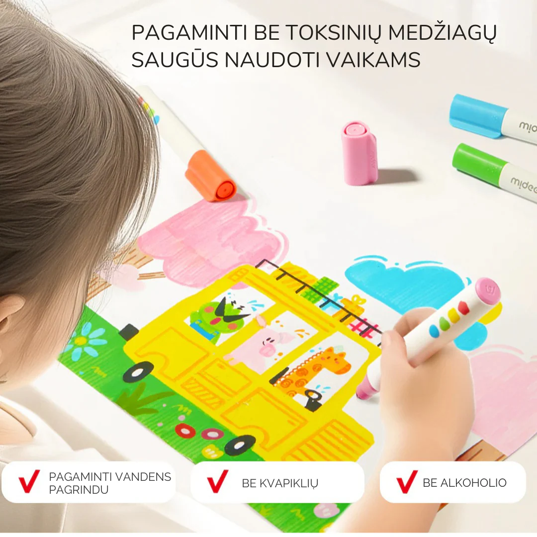 Mideer pestavate markerite komplekt, 12 Mideer pestavate markerite komplekt, 12 Joonistustarbed / meisterdamine / käsitöö - HellyK - Kvaliteetsed lasteriided, villariided, barefoot jalatsid