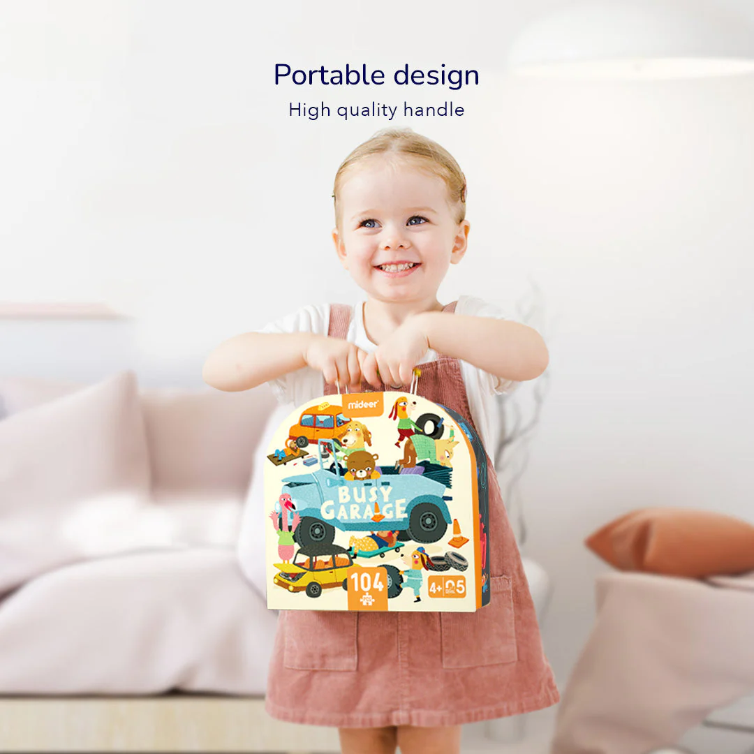 Mideer kaasaskantav pusle, garaaž Mänguasjad - HellyK - Kvaliteetsed lasteriided, villariided, barefoot jalatsid