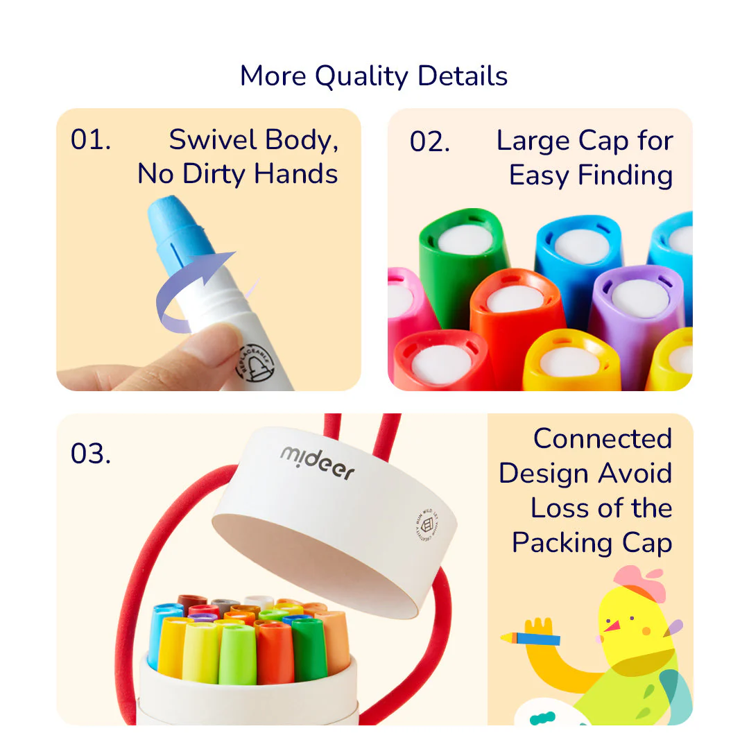 Mideer täidetavad siidikriidid, 12 värvi Joonistustarbed / meisterdamine / käsitöö - HellyK - Kvaliteetsed lasteriided, villariided, barefoot jalatsid