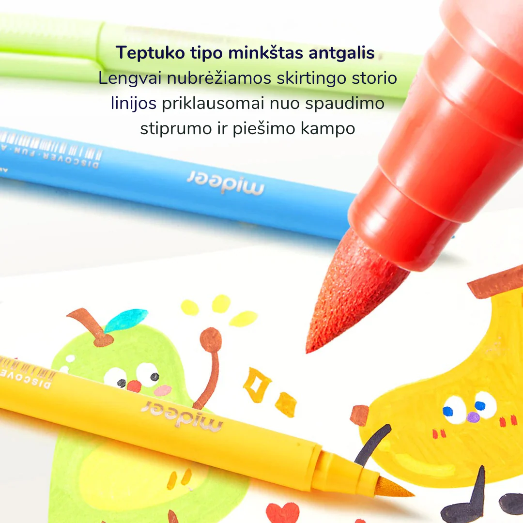 Mideer akrüülmarkerid pehme otsaga, 36 värvi Joonistustarbed / meisterdamine / käsitöö - HellyK - Kvaliteetsed lasteriided, villariided, barefoot jalatsid