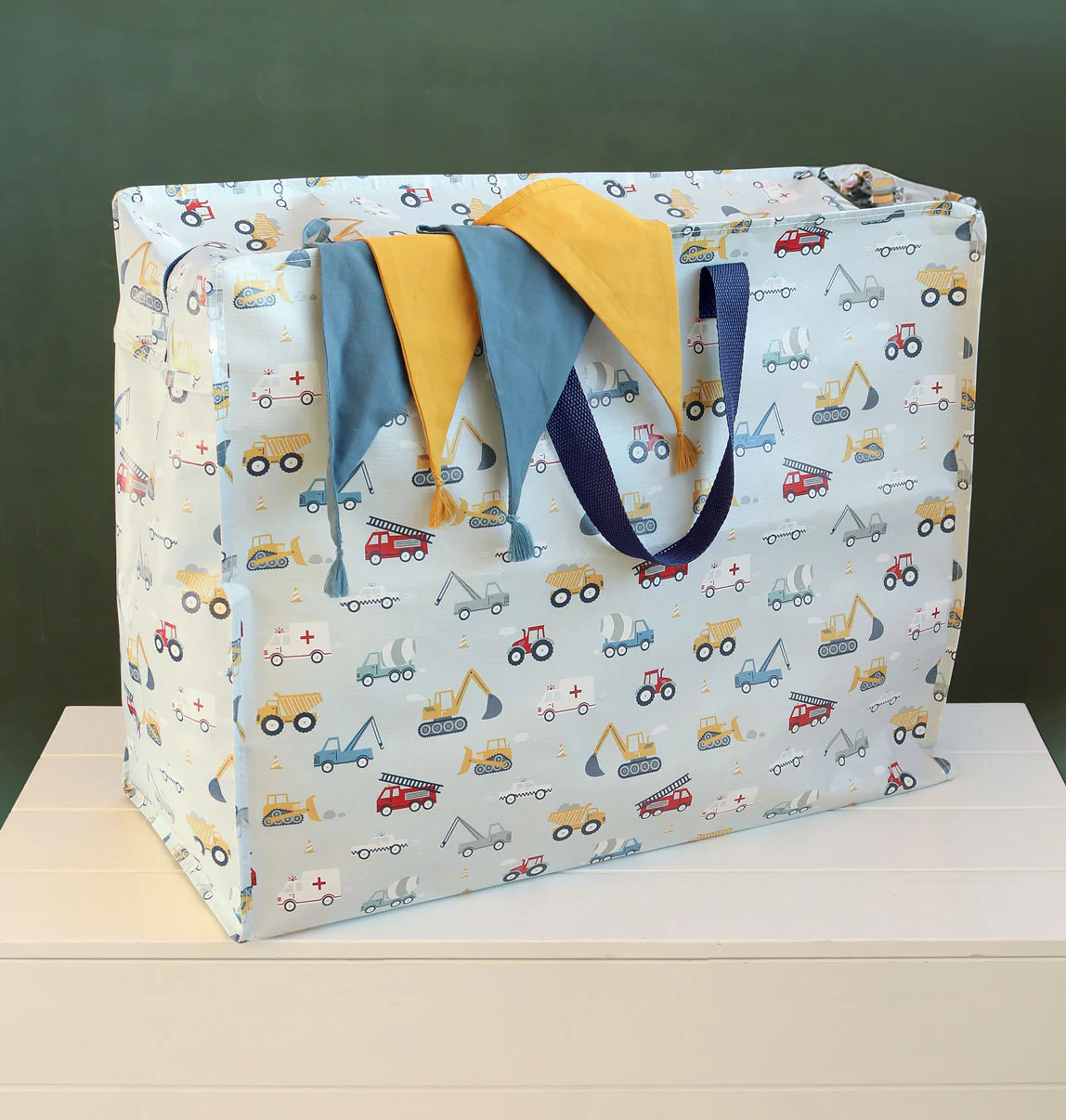 A Little Lovely Company suur hoiukott, vehicles Kodumaailm ja muud tarvikud - HellyK - Kvaliteetsed lasteriided, villariided, barefoot jalatsid