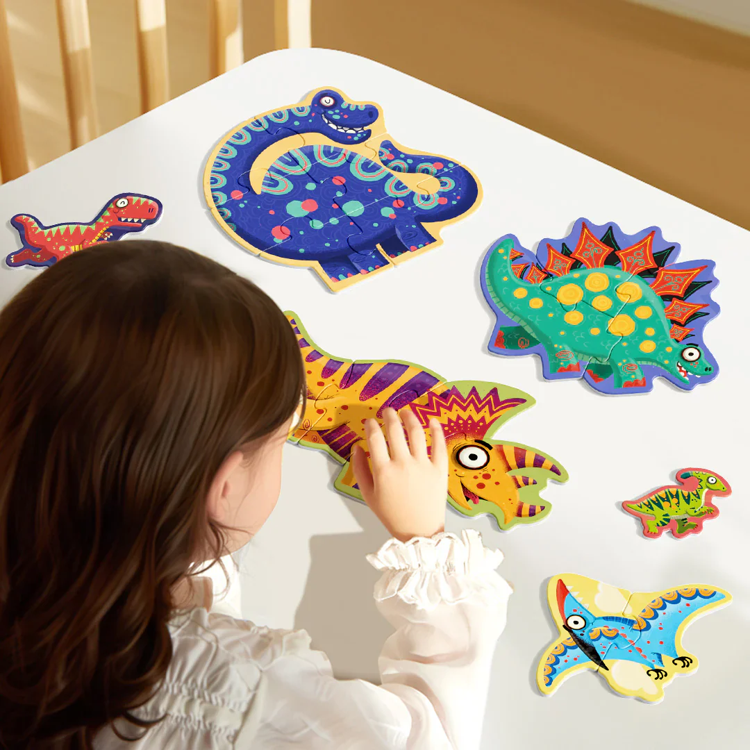 Mideer kaasaskantav pusle, armsad dinosaurused Mänguasjad - HellyK - Kvaliteetsed lasteriided, villariided, barefoot jalatsid