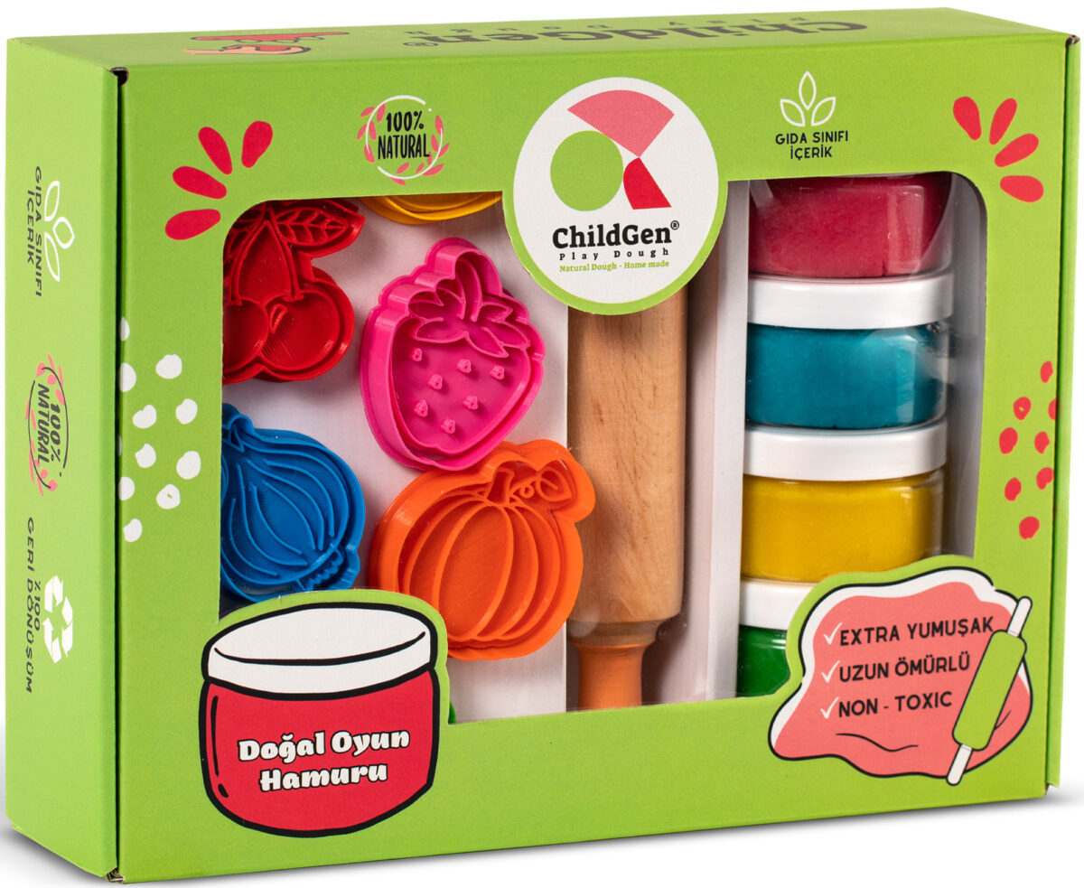 ChildGen naturaalne voolimismass – puu- ja köögiviljade komplekt Mänguasjad - HellyK - Kvaliteetsed lasteriided, villariided, barefoot jalatsid