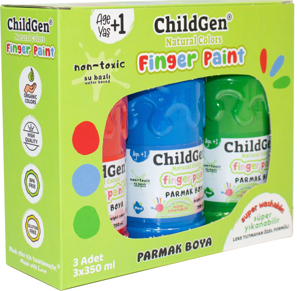 ChildGen maha pestav näpuvärv 3x350g ChildGen maha pestav näpuvärv 3x350g Joonistustarbed / meisterdamine / käsitöö - HellyK - Kvaliteetsed lasteriided, villariided, barefoot jalatsid