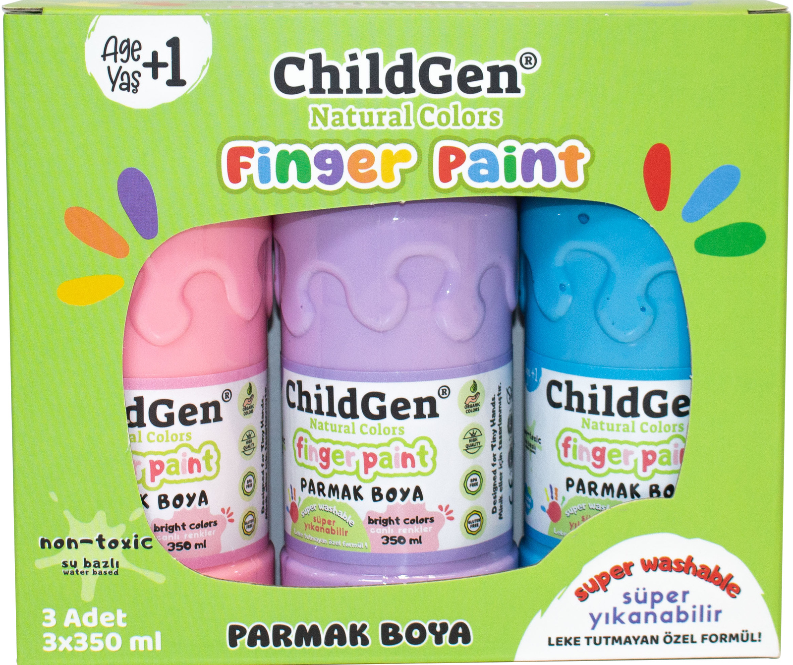 ChildGen maha pestav näpuvärv 3x350g, pastell Joonistustarbed / meisterdamine / käsitöö - HellyK - Kvaliteetsed lasteriided, villariided, barefoot jalatsid