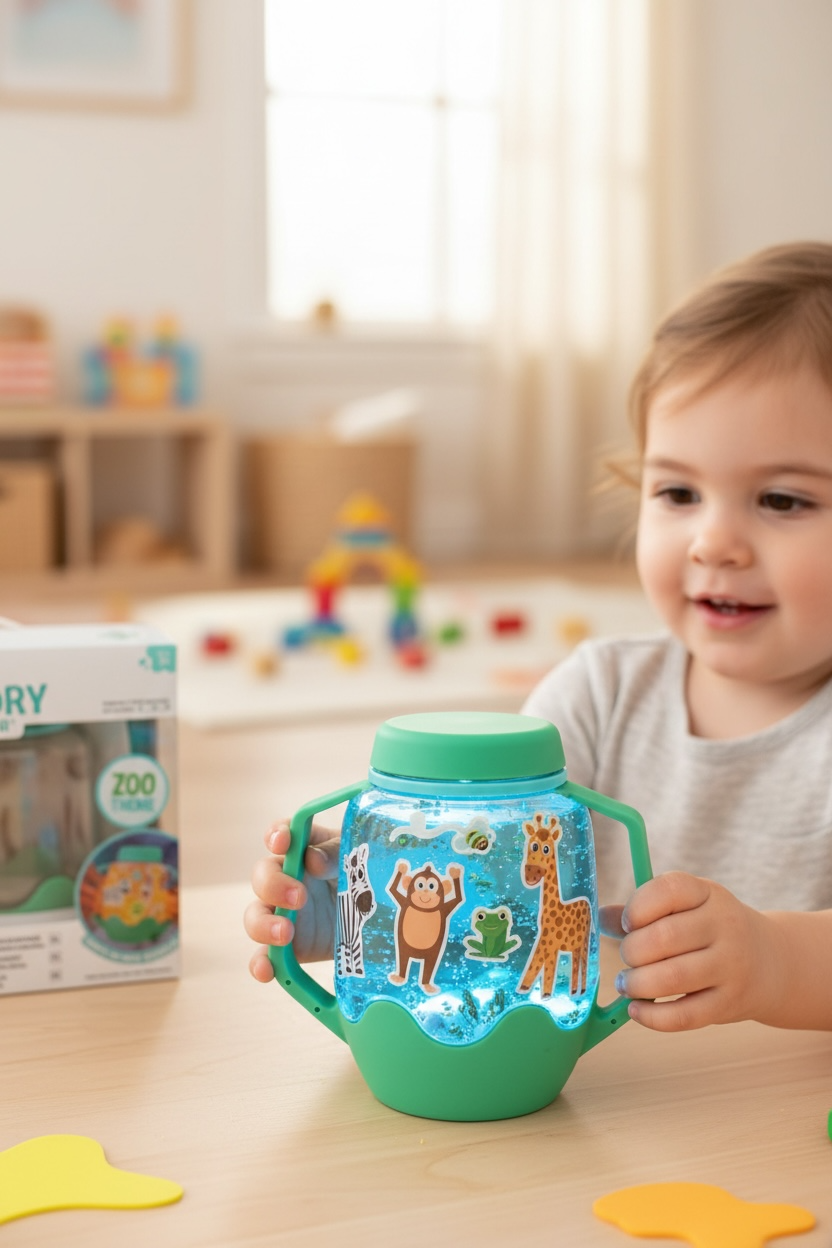 Glo Pals ABC sensoorne komplekt, sensoorne roheline purk maagiliste täiteainete ja kleebistega Glo Pals helendavad valguskuubikud - HellyK - Kvaliteetsed lasteriided, villariided, barefoot jalatsid