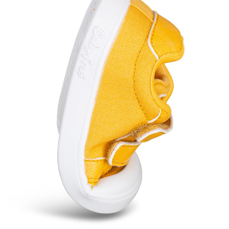 Chetto Baby Free tekstiilist tennised, mostaza Laste barefoot-jalatsid - HellyK - Kvaliteetsed lasteriided, villariided, barefoot jalatsid