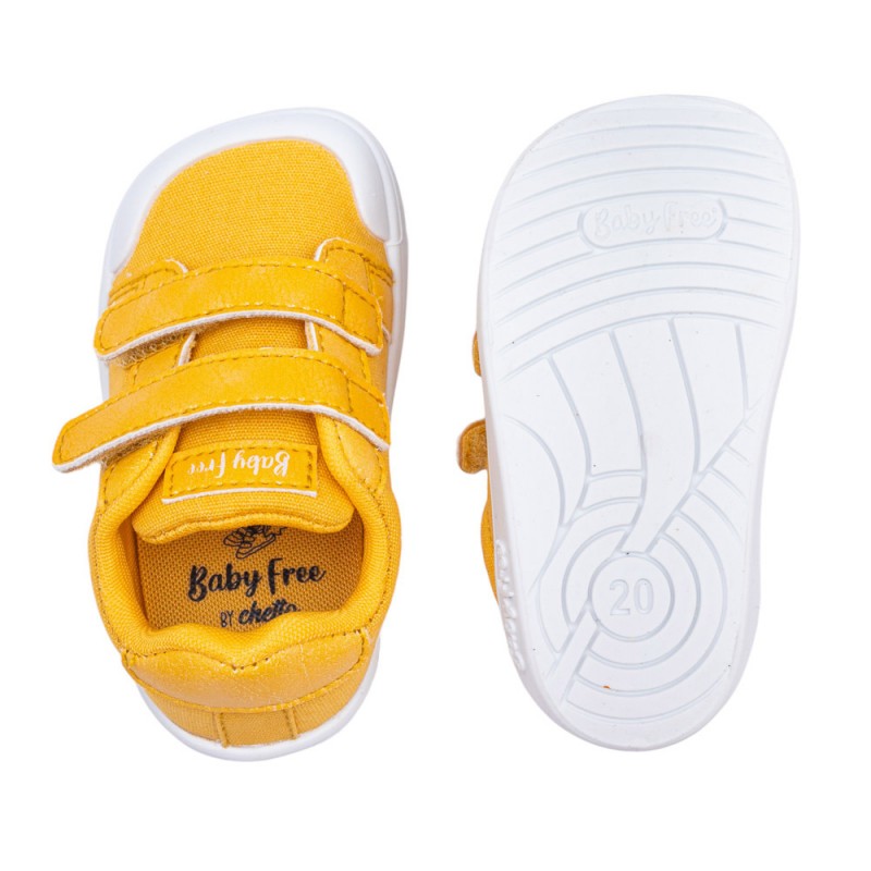 Chetto Baby Free tekstiilist tennised, mostaza Laste barefoot-jalatsid - HellyK - Kvaliteetsed lasteriided, villariided, barefoot jalatsid