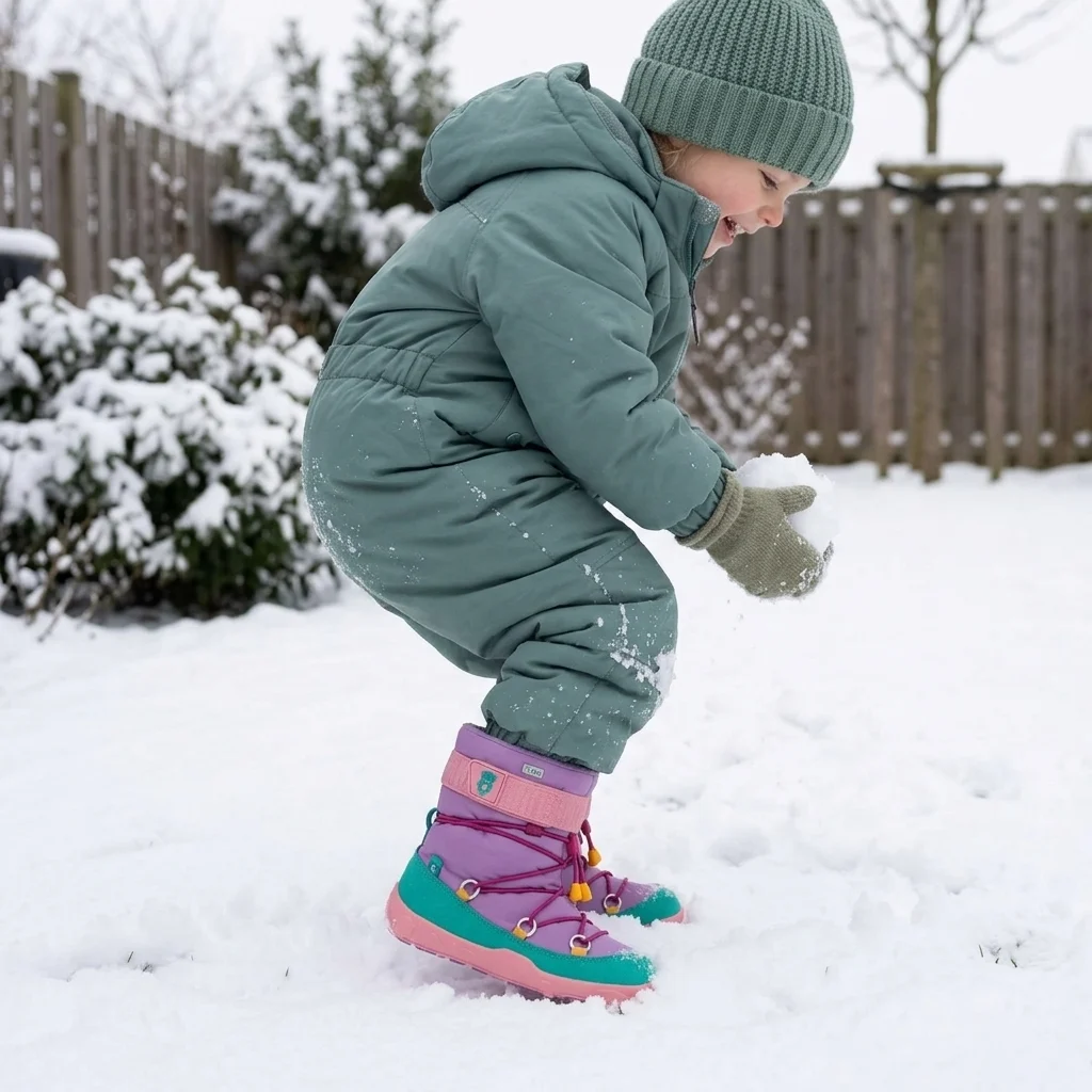Laps talvistes barefoot-saabastes